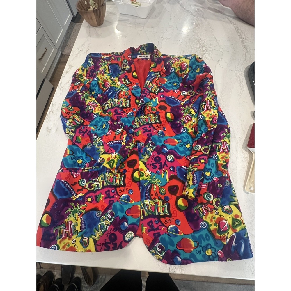 Forwear New York Womens Wearable Art Sz 14 Graffiti Print blazer jacket